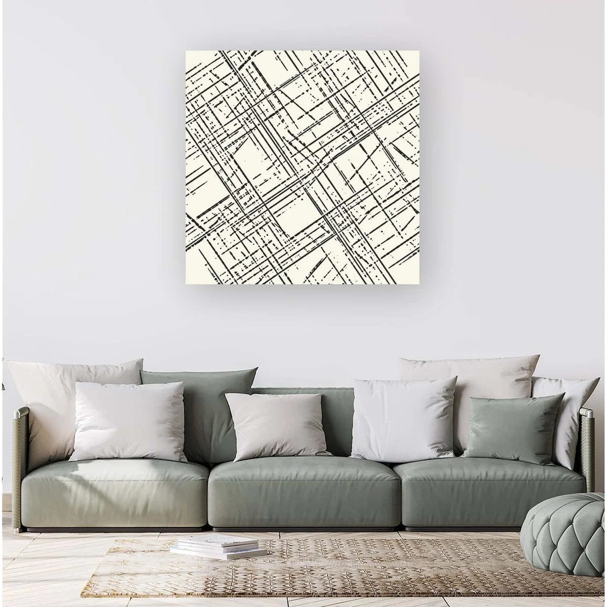 Monochrome Distressted Pattern Canvas Print - Grey / Small – image 2