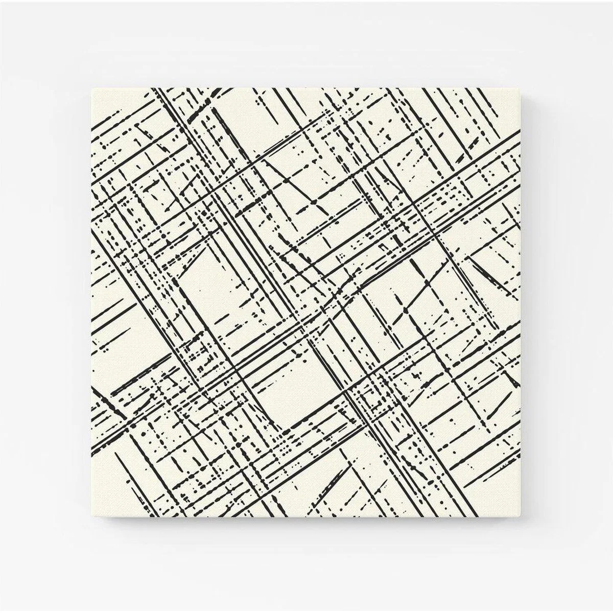 Monochrome Distressted Pattern Canvas Print - Grey / Small – image 3
