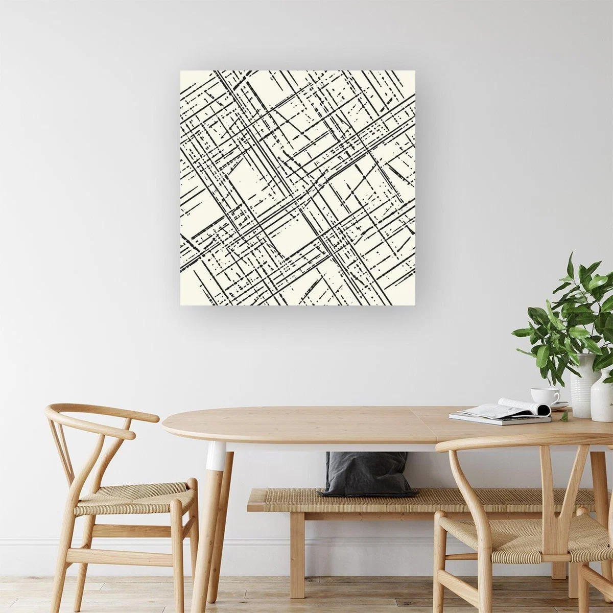Monochrome Distressted Pattern Canvas Print - Grey / Small – image 1