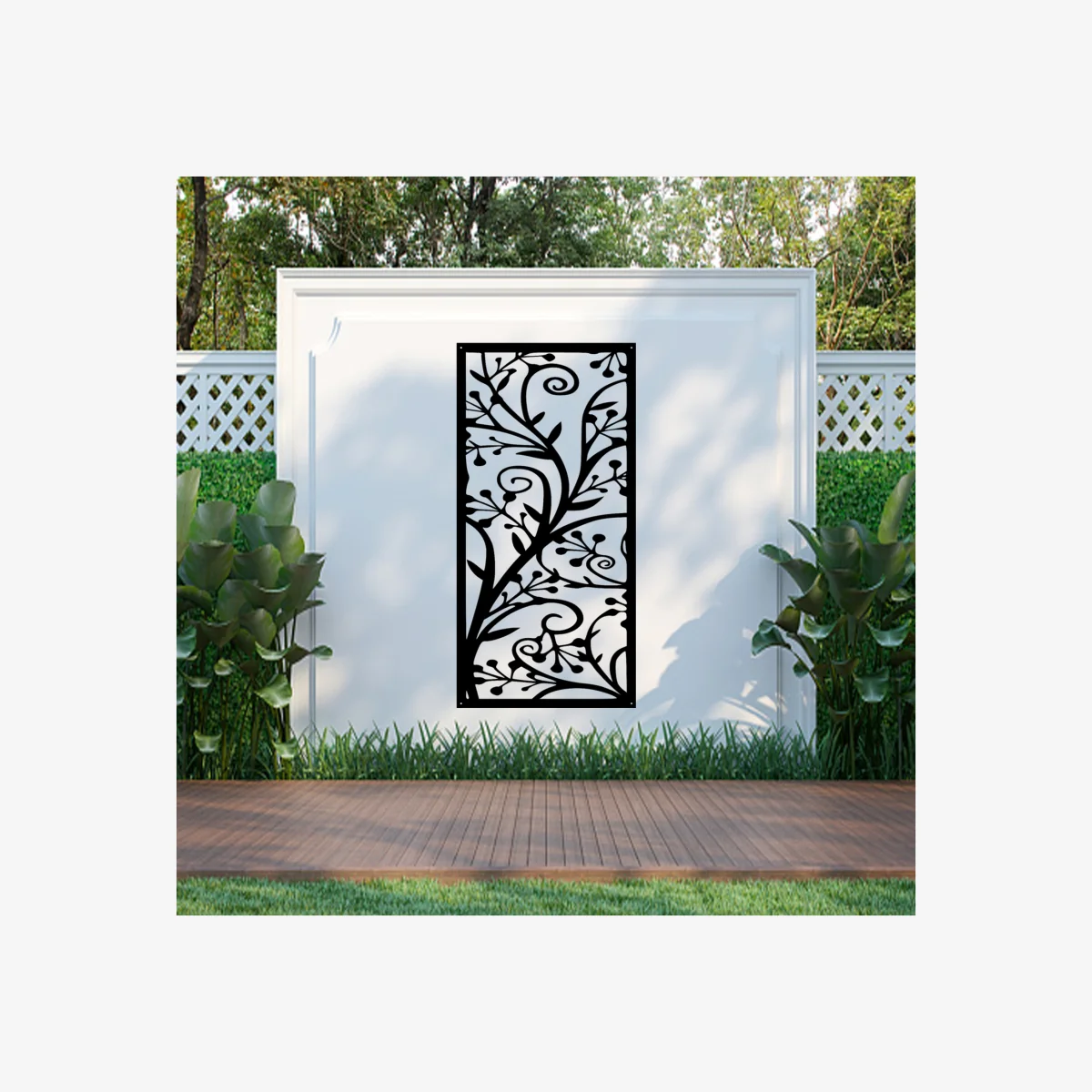 Flowers Screen Metal Wall Art - Black