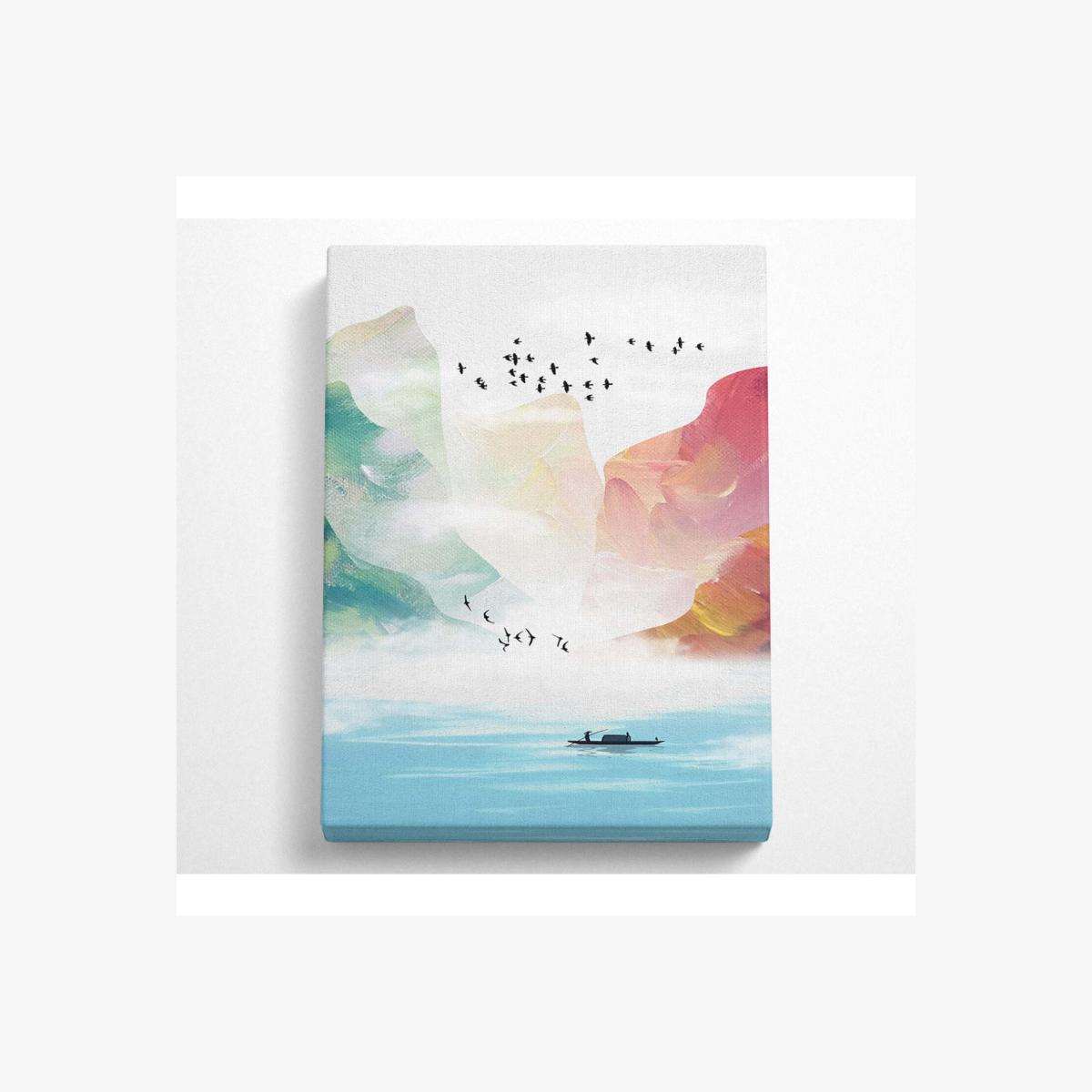 Collage Of Flight And Boats Canvas Print - Black / 50.8cm