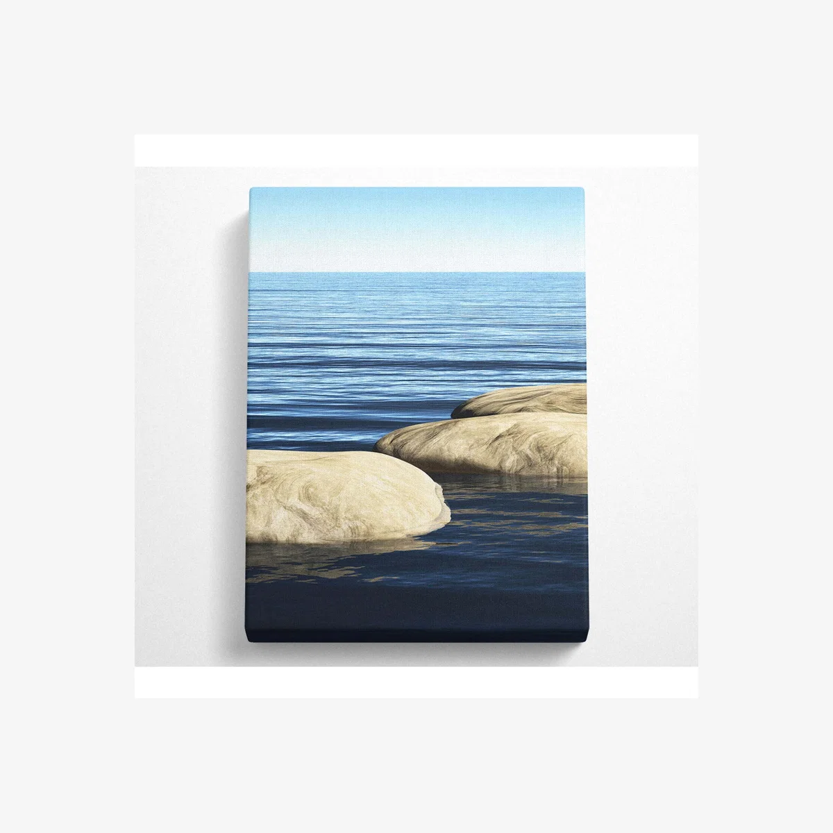Calm Sea Rock Canvas Print - Black / 50.8cm