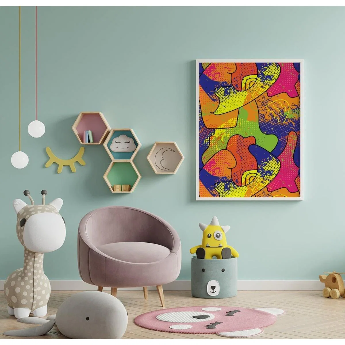 Bright Abstract Pattern Art Print - Red / 84.1cm – image 2