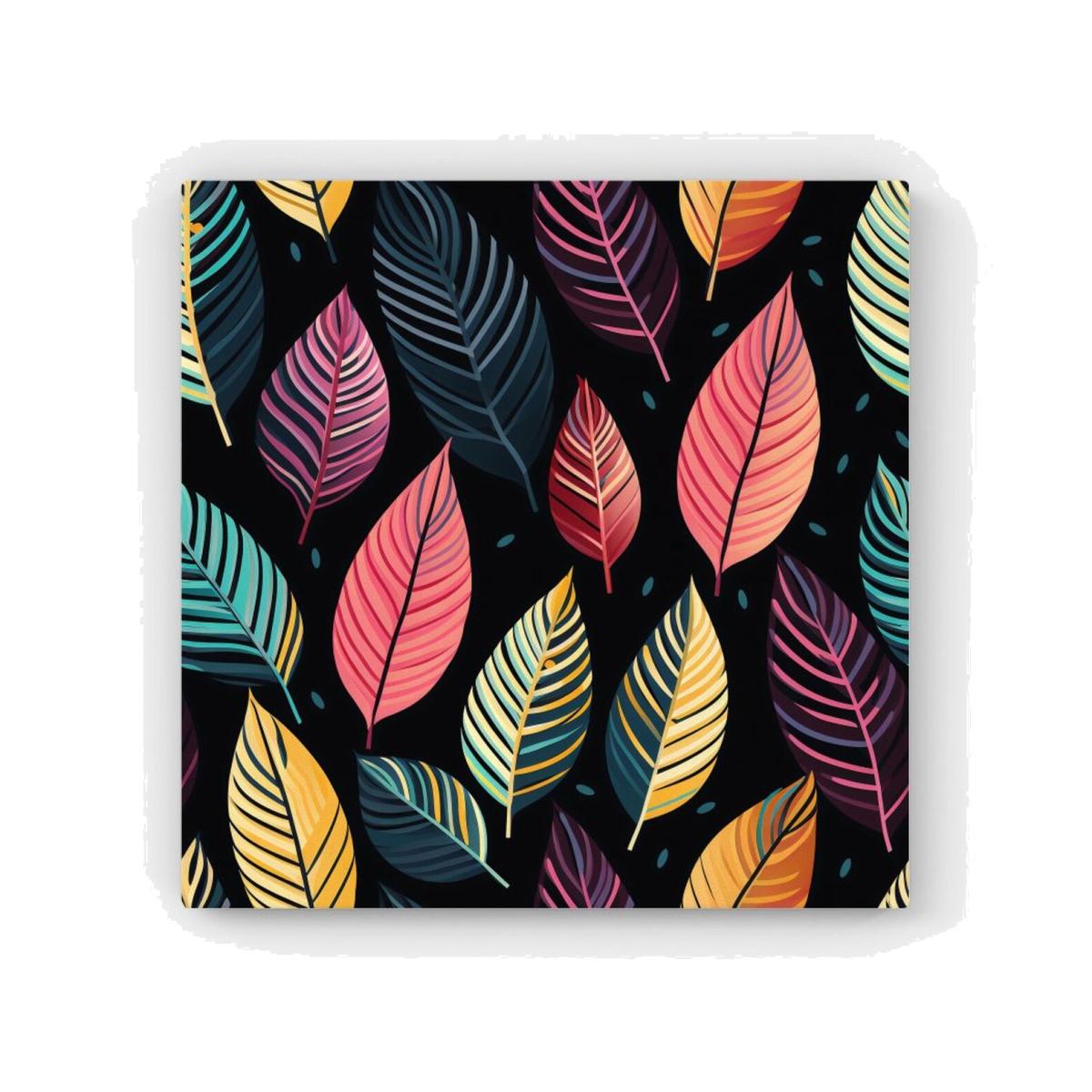 Colourful Leaves Pattern HD Metal Print - PInk / 40cm