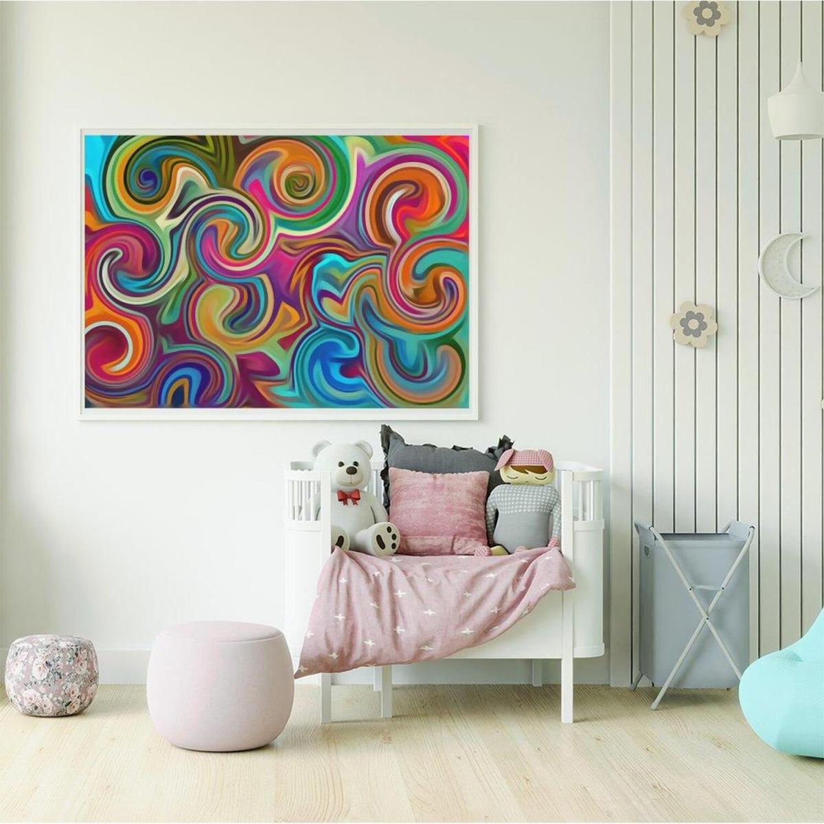 Colourful Wave Pattern Art Print - Red / 84.1cm – image 2