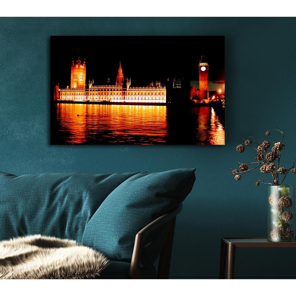 Houses Of Parliament Glow Canvas Print Wall Art - Yellow / 35.56cm – image 5