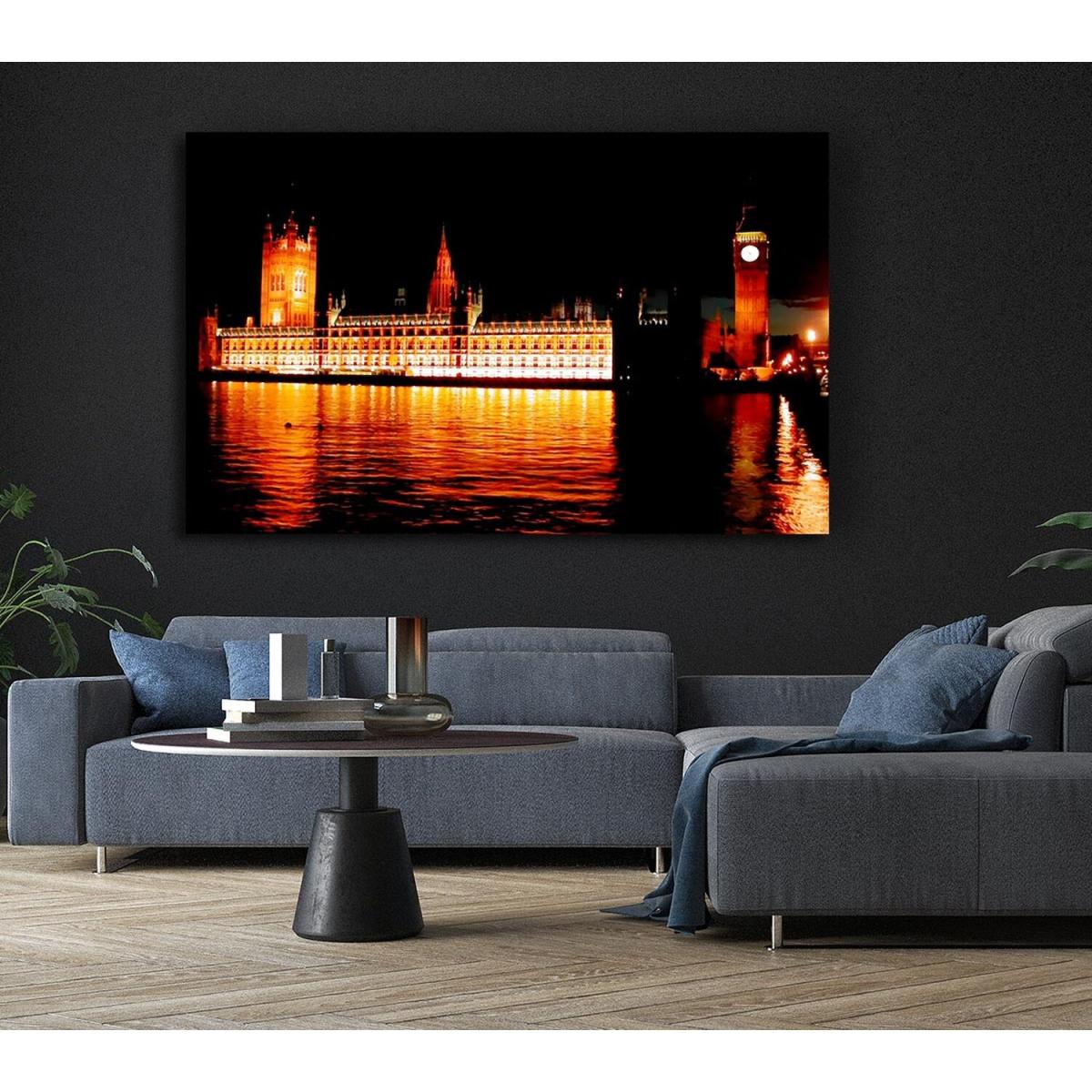 Houses Of Parliament Glow Canvas Print Wall Art - Yellow / 35.56cm – image 6