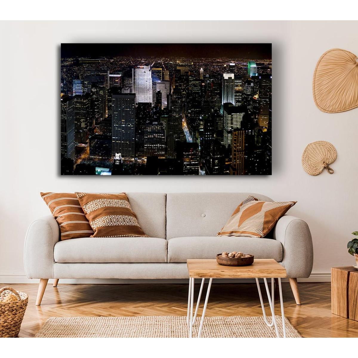 City Building Block Nights Canvas Print Wall Art - Yellow / 81.28cm – image 2