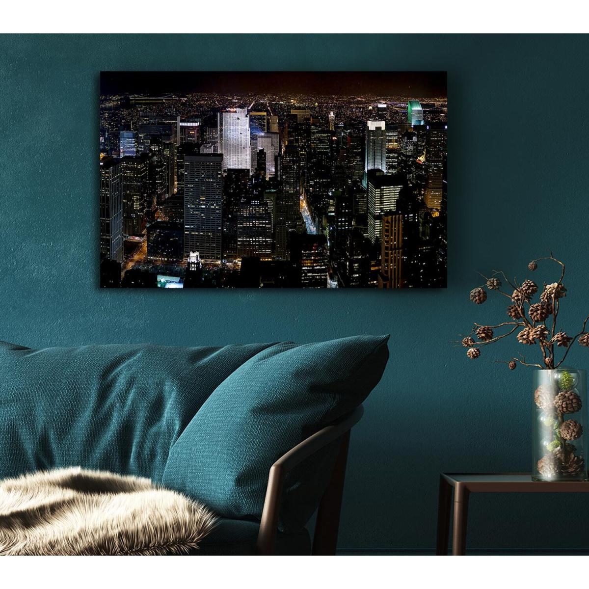 City Building Block Nights Canvas Print Wall Art - Yellow / 81.28cm – image 3