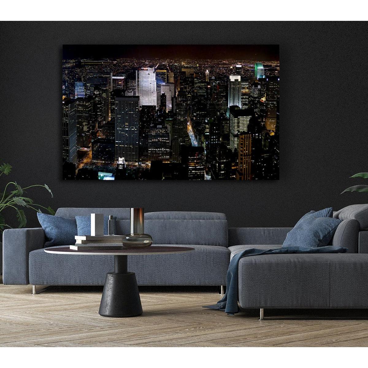 City Building Block Nights Canvas Print Wall Art - Yellow / 81.28cm – image 4