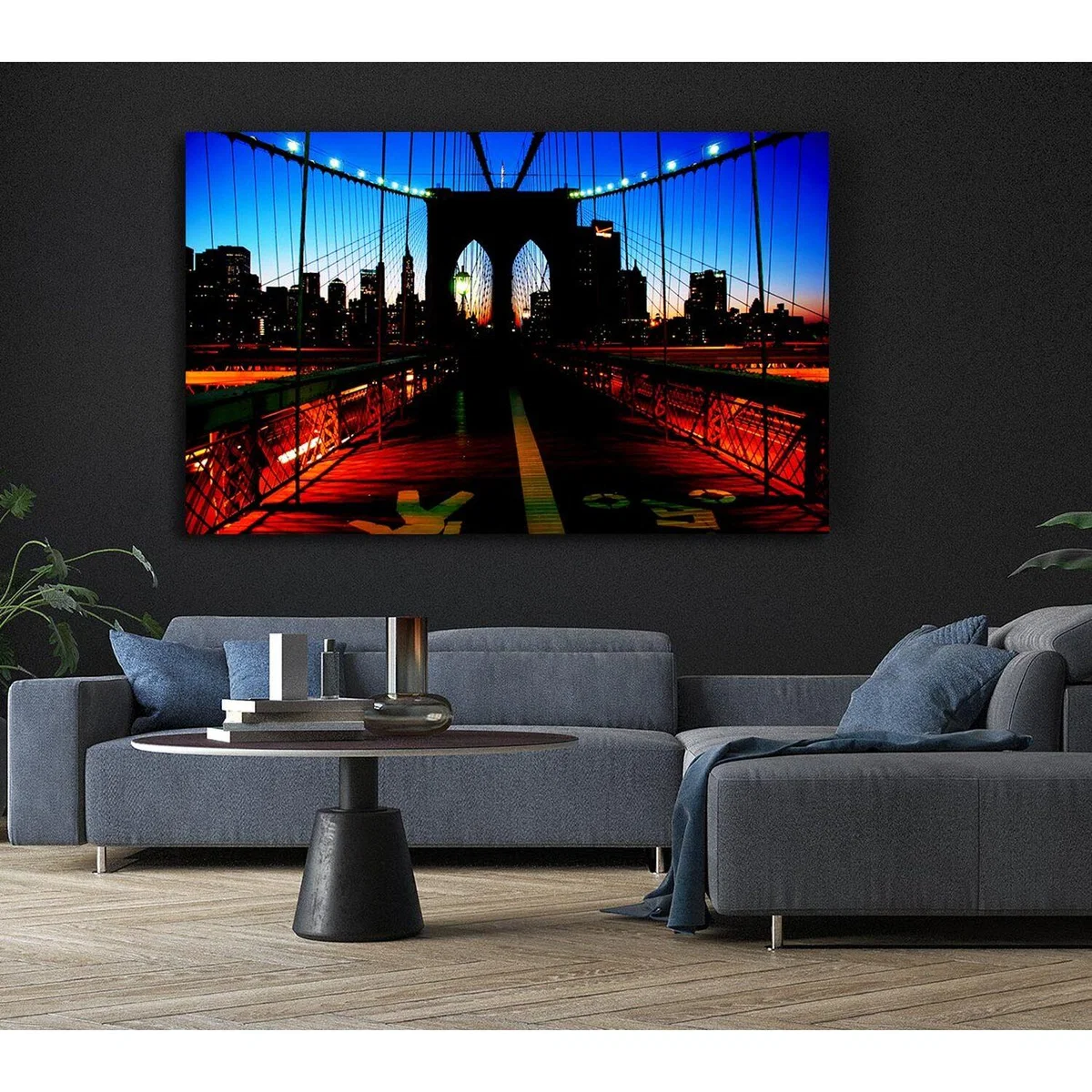 Brooklyn Bridge Red Cast Canvas Print Wall Art - Yellow / 101.6cm – image 4