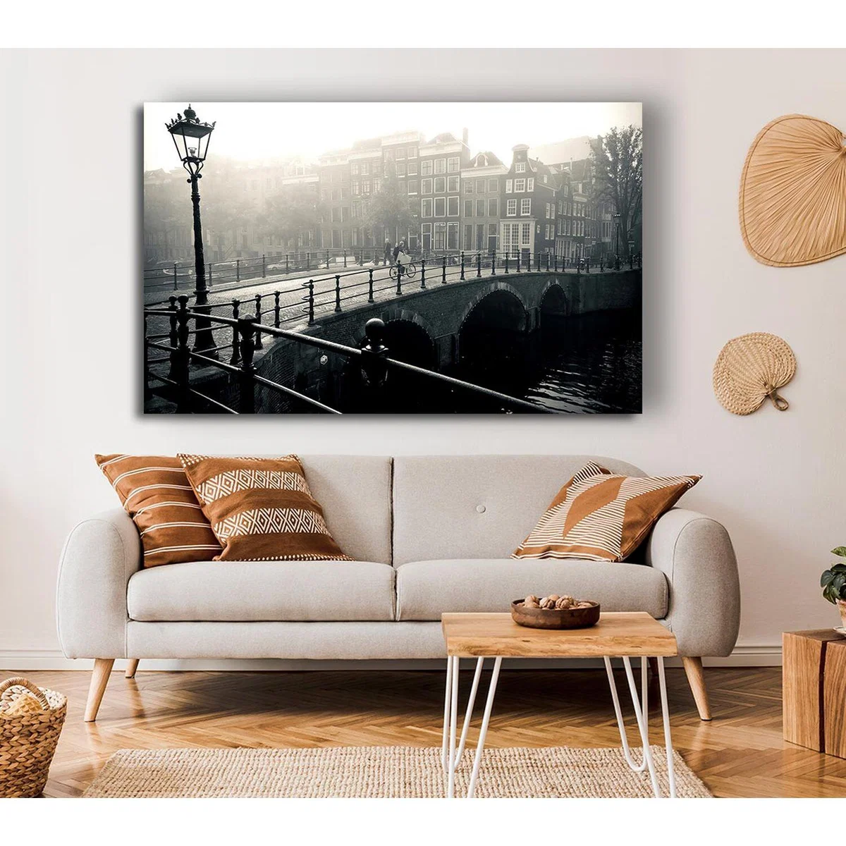 Misty Amsterdam Canvas Print Wall Art - Yellow / 35.56cm – image 4