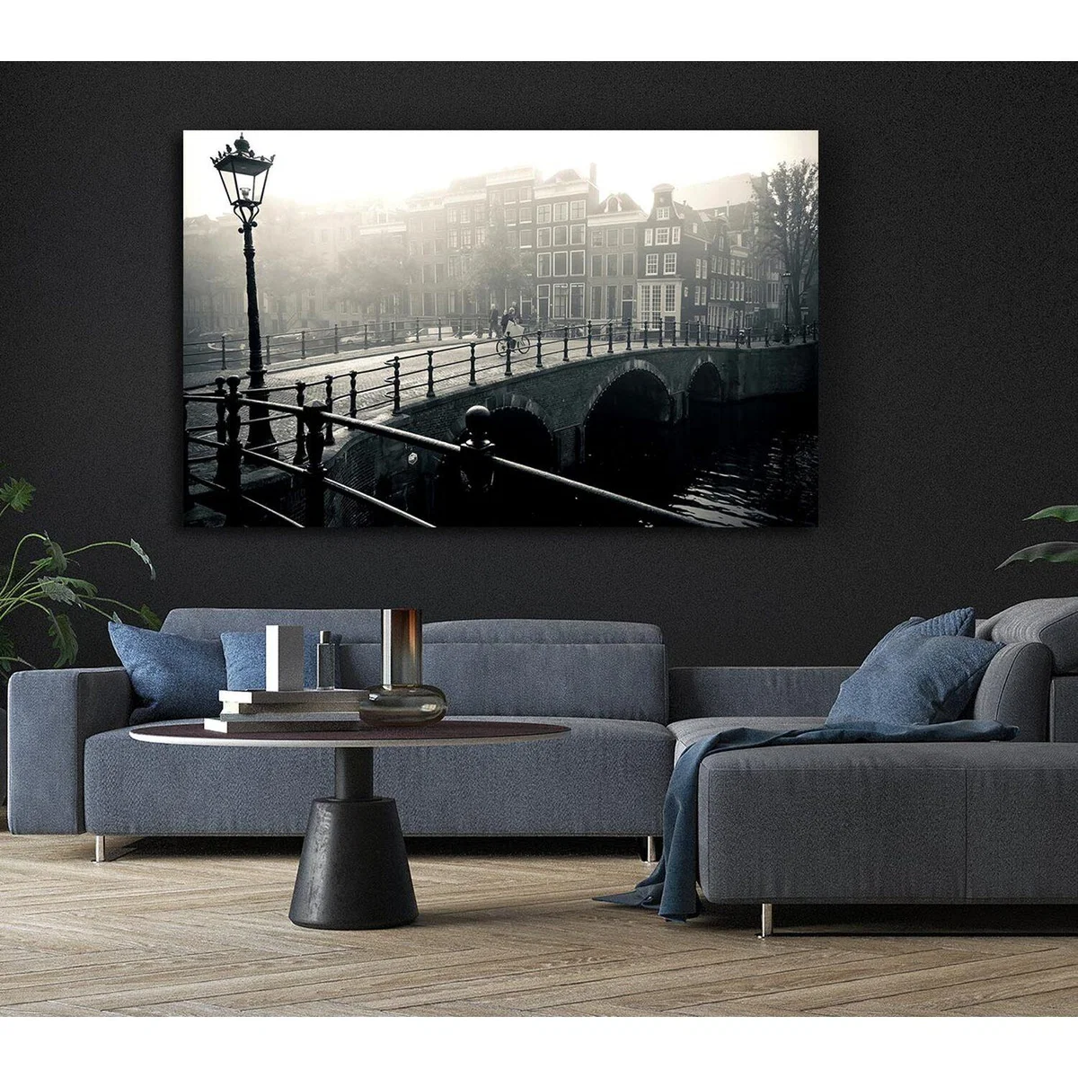 Misty Amsterdam Canvas Print Wall Art - Yellow / 35.56cm – image 6