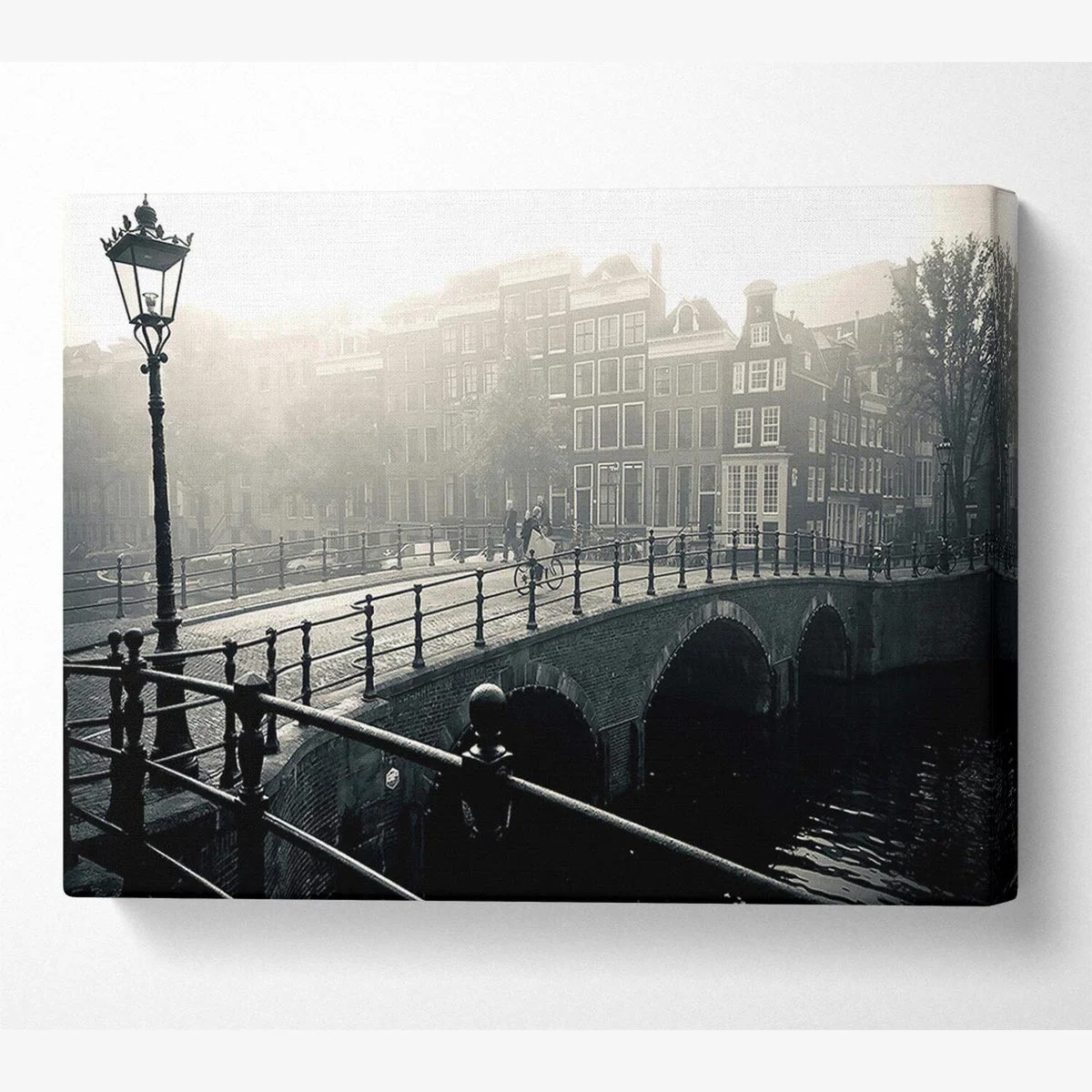 Misty Amsterdam Canvas Print Wall Art - Yellow / 35.56cm – image 1