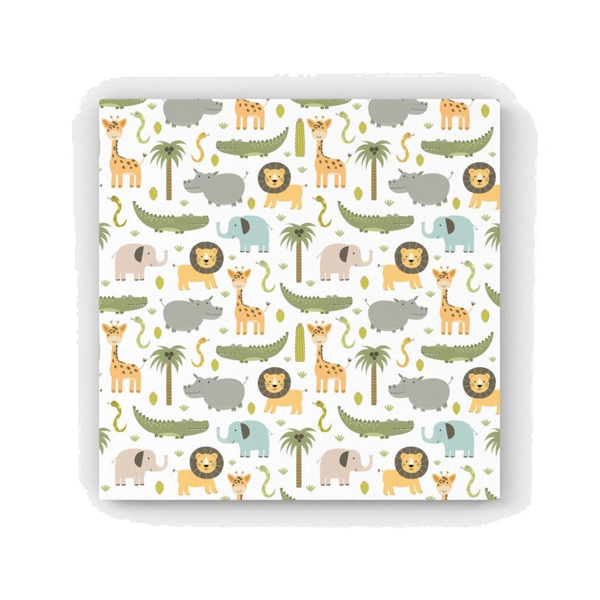 Cute Safari Animals HD Metal Print - Green / 40cm