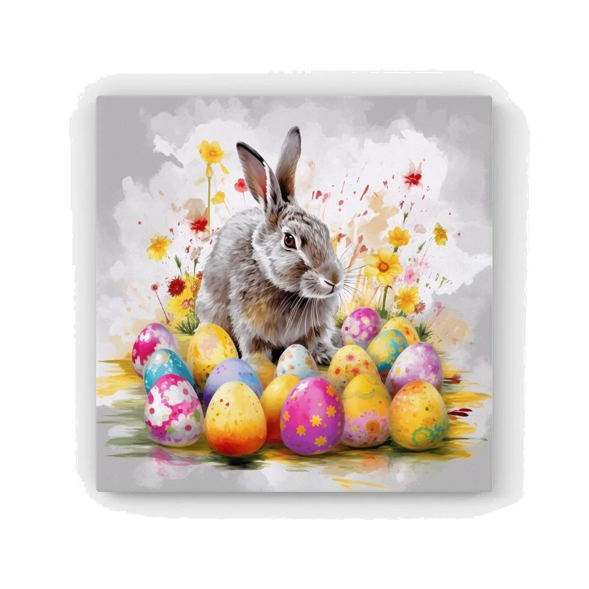 Splashart Easter Bunny And Eggs HD Metal Print - Yellow / 30cm