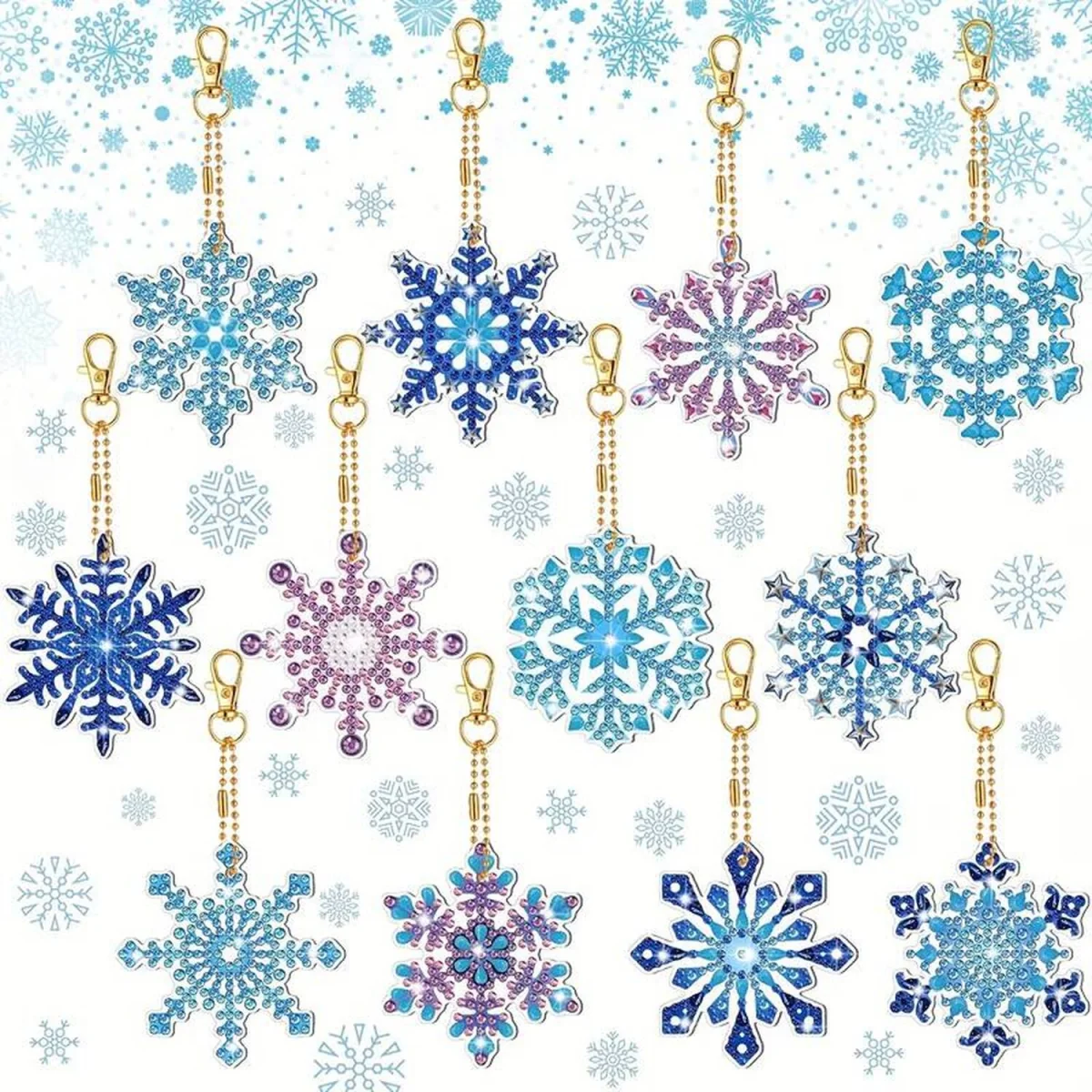 Pack of 12 Christmas DIY Diamond Painting Keyrings - Multi Diamond Painting Kit – Diamond Art for Adults – image 2