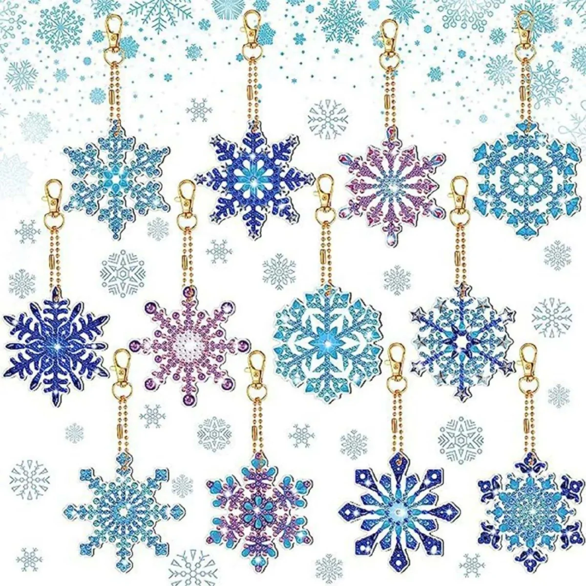 Pack of 12 Christmas DIY Diamond Painting Keyrings - Multi Diamond Painting Kit – Diamond Art for Adults – image 5