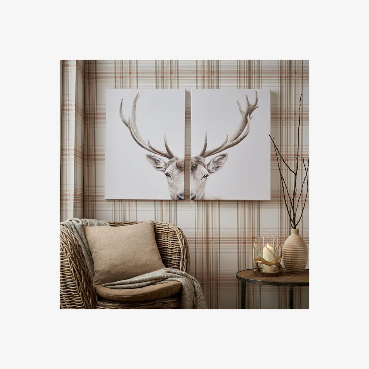 Regal Stag Hand Painted Canvas - White