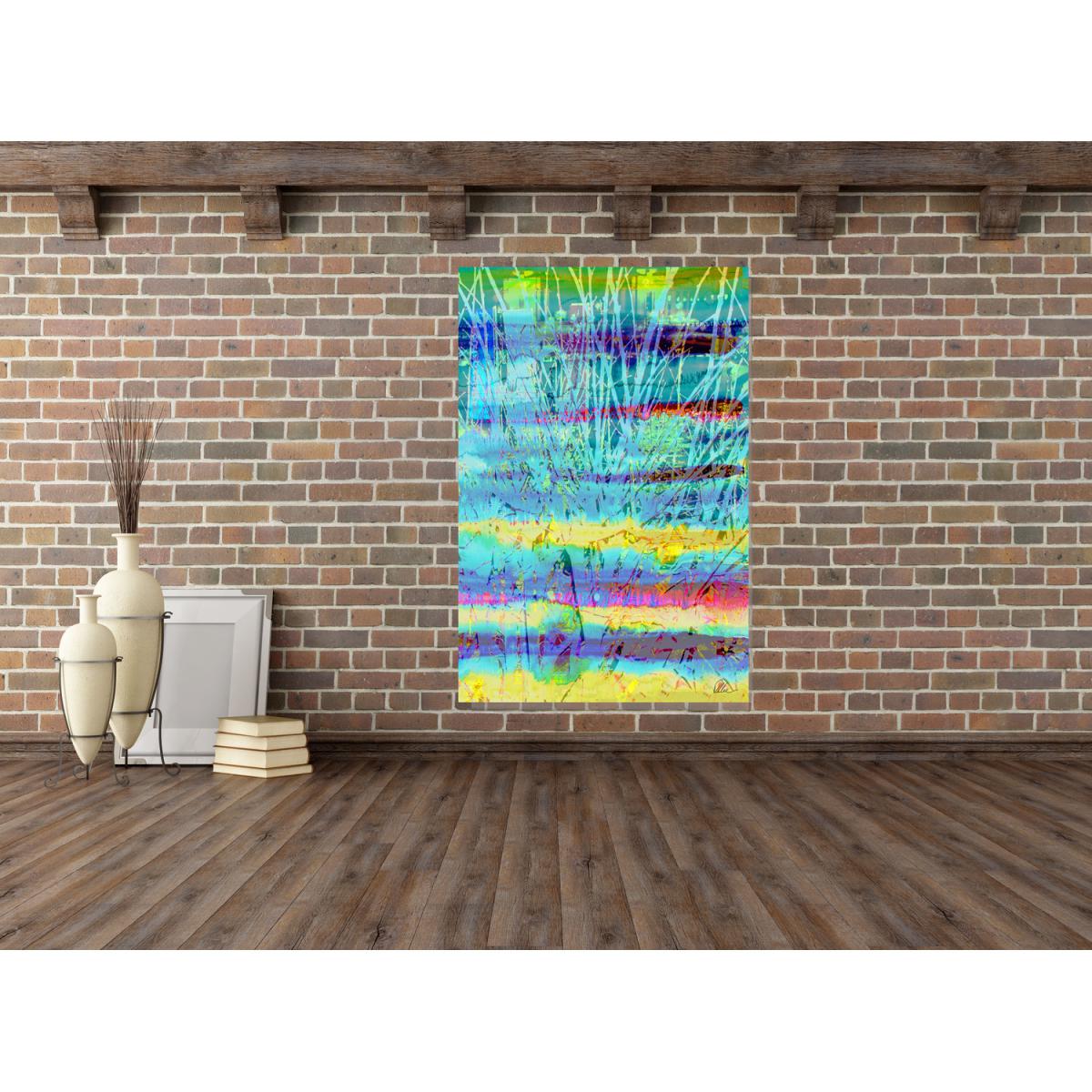 French Branches Graphic Art Wrapped on Canvas - Blue / 112cm – image 2