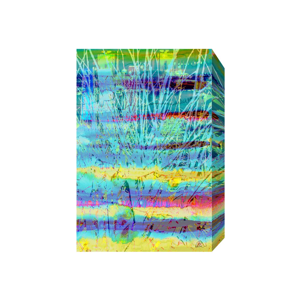 French Branches Graphic Art Wrapped on Canvas - Blue / 112cm – image 1