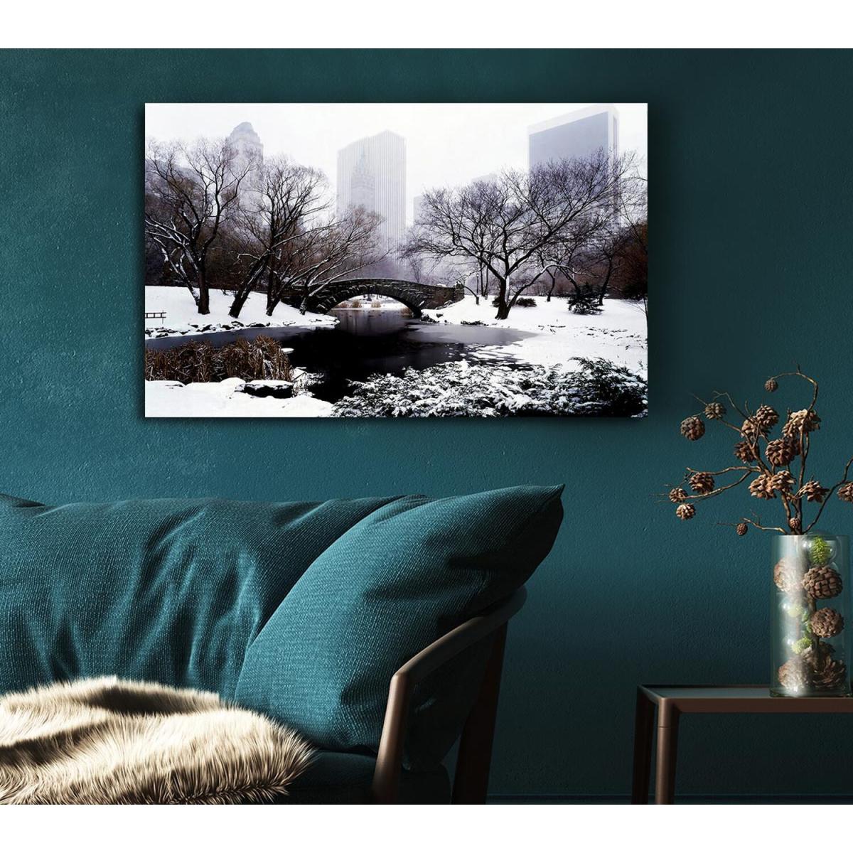 Central Park In Winter Canvas Print Wall Art - Yellow / 50.8cm – image 4