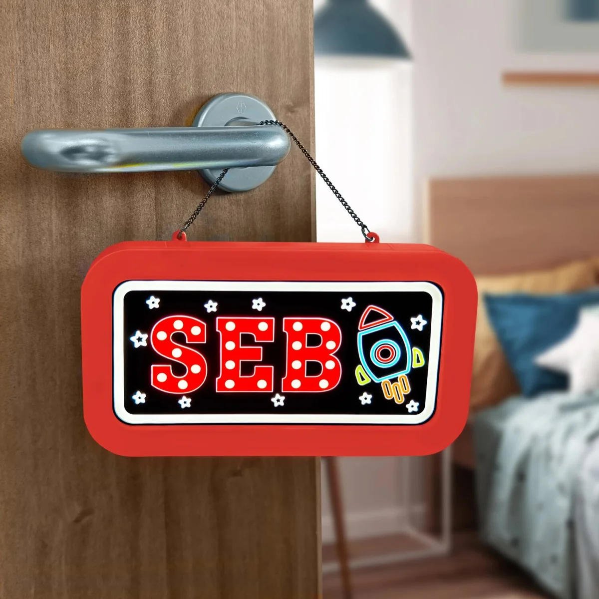 Seb Pre-personalised Light-Up Neon Bedroom Sign - Black – image 7