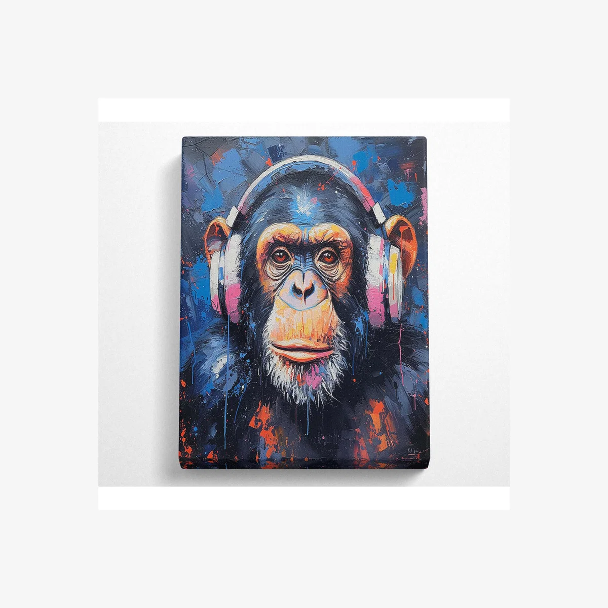 Chimpanzee Music Canvas Print - Black / 101.6cm