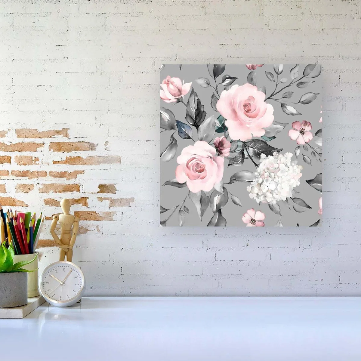Dusty Pink Roses Canvas Print - Pink / Small – image 4