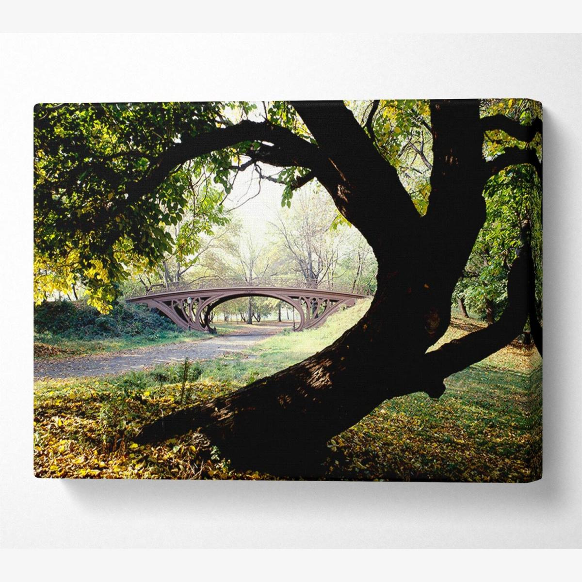 Central Park Bridge New York City Canvas Print Wall Art - Yellow / 66.04cm – image 1