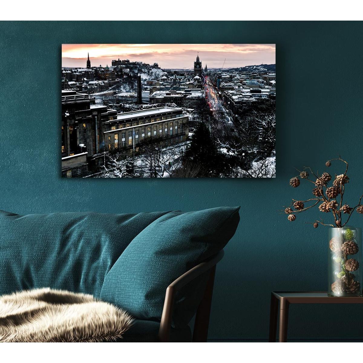 Evening In Edinburgh Canvas Print Wall Art - Yellow / 66.04cm – image 3