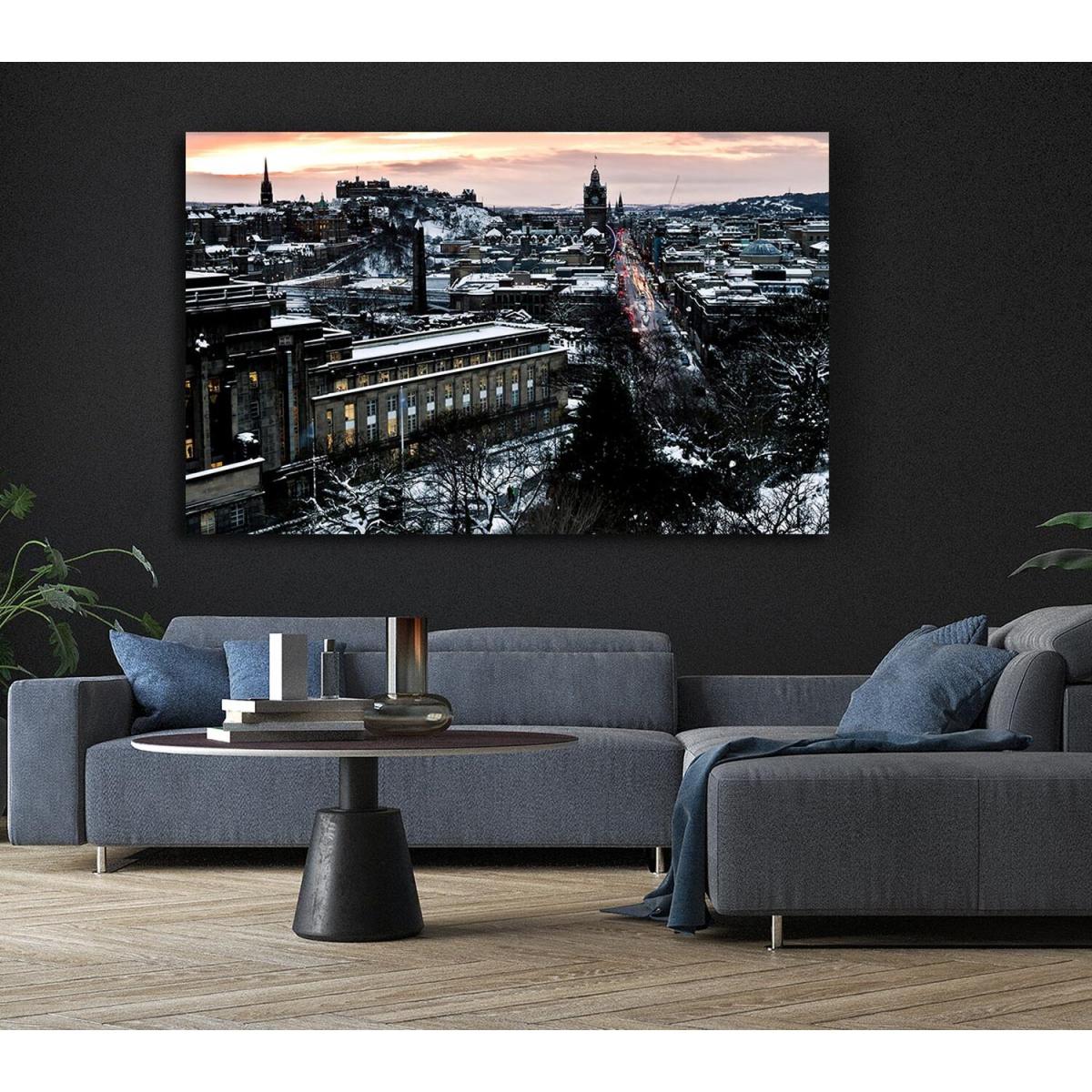 Evening In Edinburgh Canvas Print Wall Art - Yellow / 66.04cm – image 4