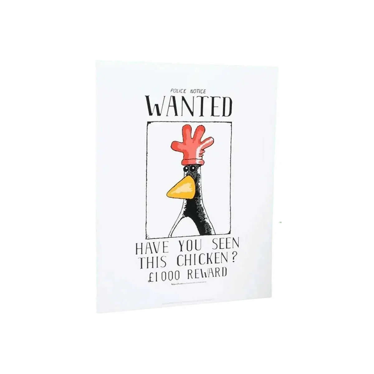 Wallace and Gromit Wanted Poster Feathers McGraw Print - White/Off White