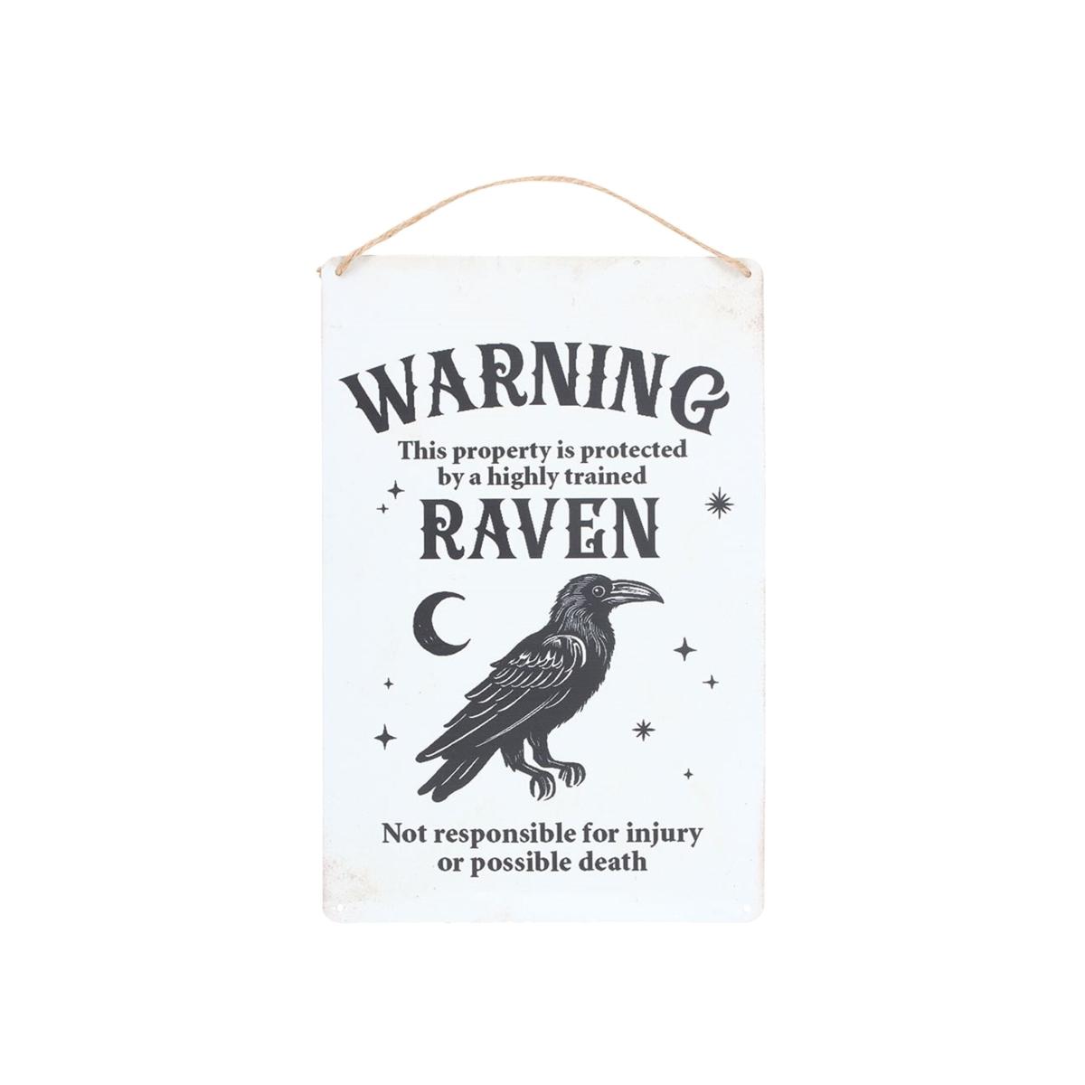 Protected by a Raven Hanging Sign - H30cm
