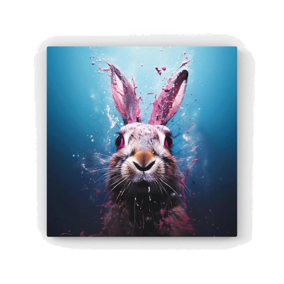 Rabbit Face Splashart Canvas Print - Blue / 25.4cm