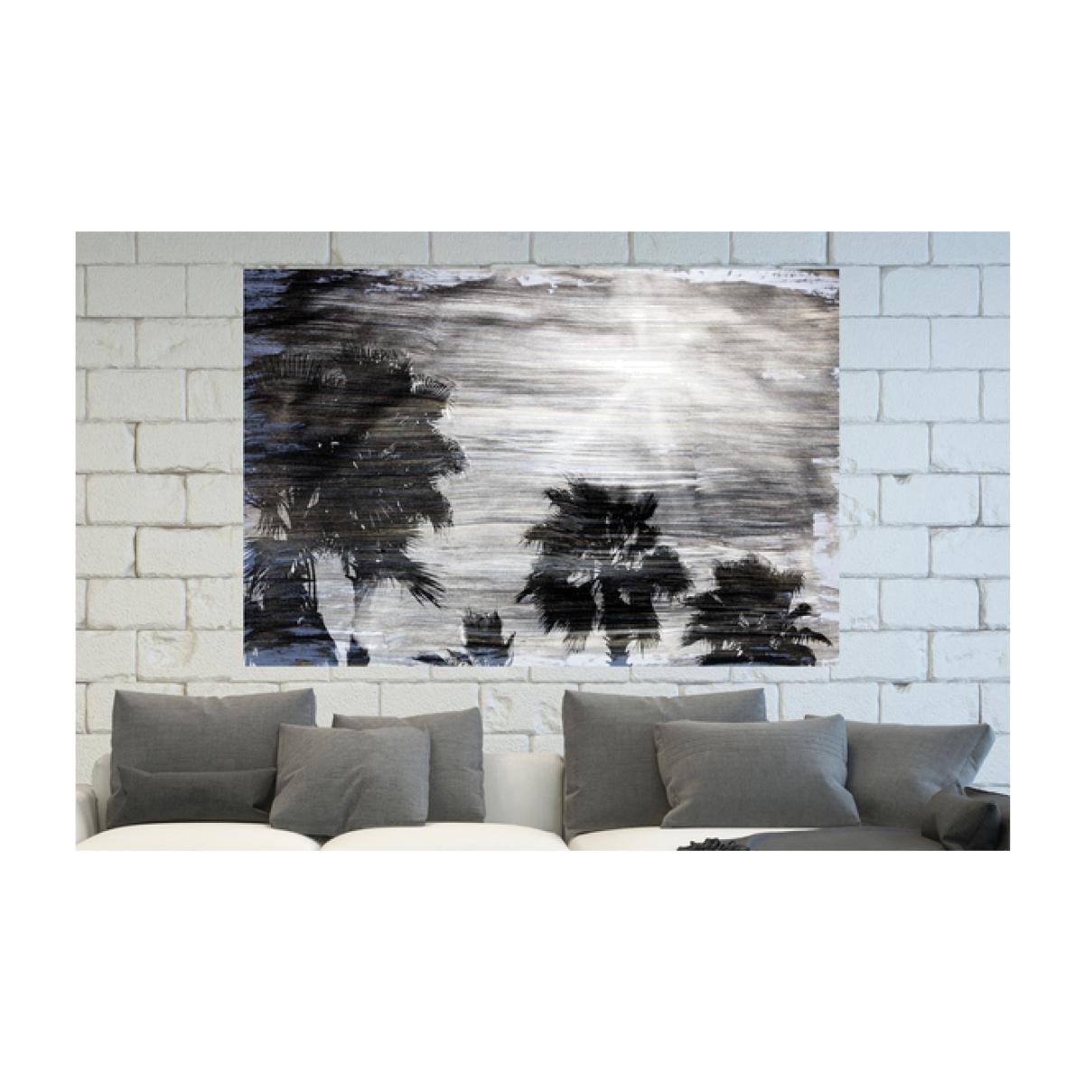 'Gold Silver ABD Black Palm' Graphic Art Wrapped on Canvas - Black / 92cm