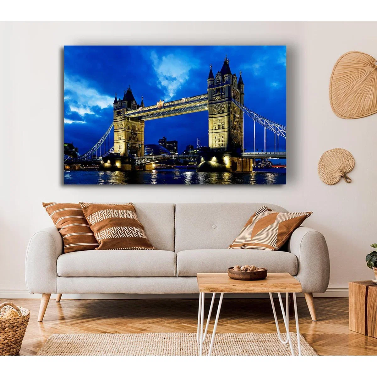London Bridge Blue Evening Skys Canvas Print Wall Art - Yellow / 35.56cm – image 3