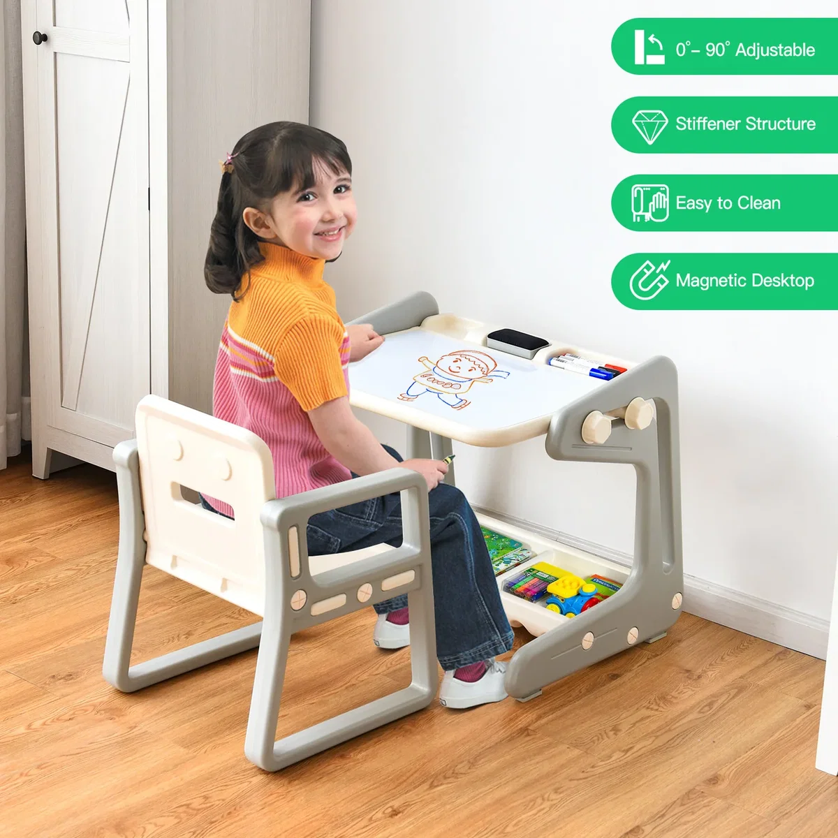 2 in 1 Toddlers Magnetic Painting Board - Grey – image 5