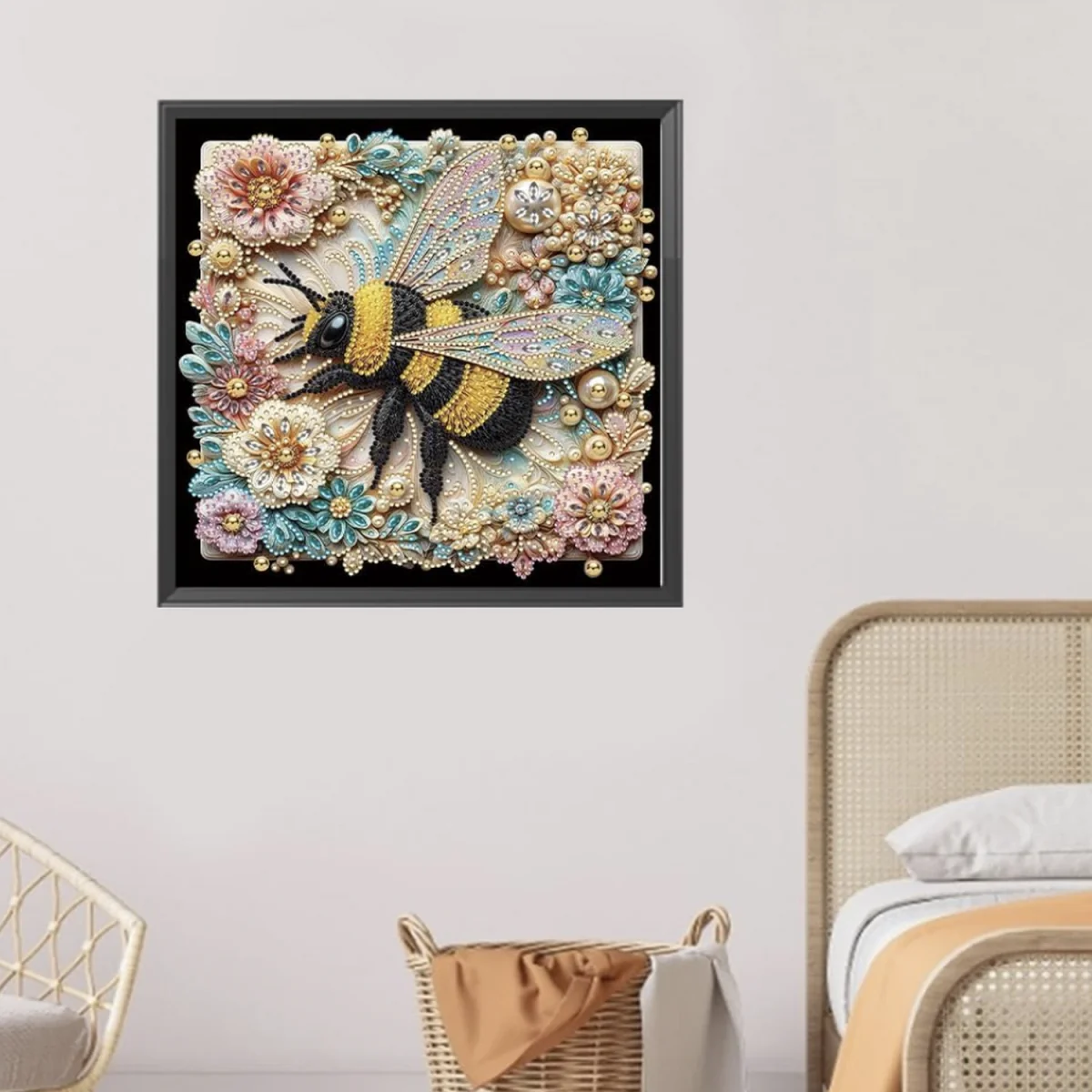 5D DIY Floral Bumblebee Diamond Painting Kit  - multi – image 3