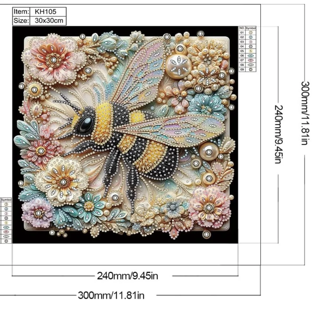 5D DIY Floral Bumblebee Diamond Painting Kit  - multi – image 4