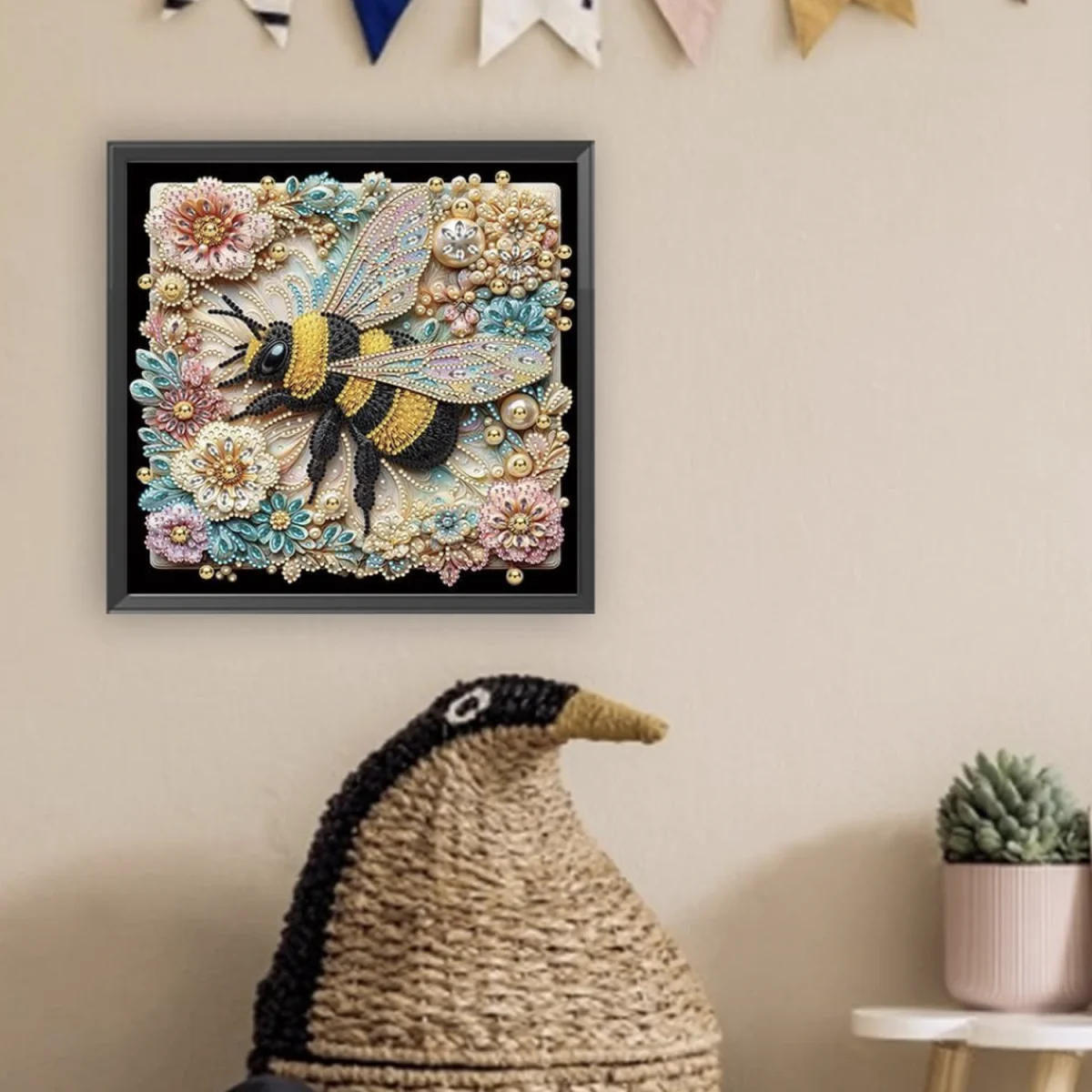 5D DIY Floral Bumblebee Diamond Painting Kit  - multi – image 5
