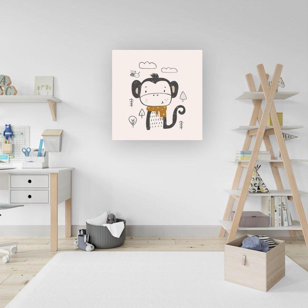 Single Monkey Forest Canvas Print - Brown / Small – image 3