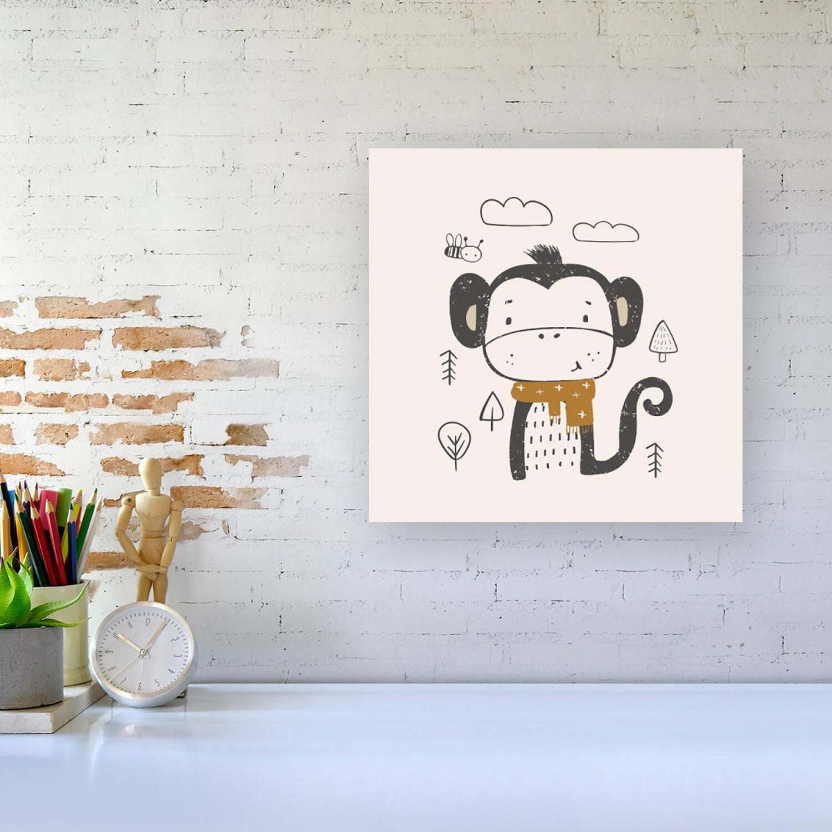 Single Monkey Forest Canvas Print - Brown / Small – image 4