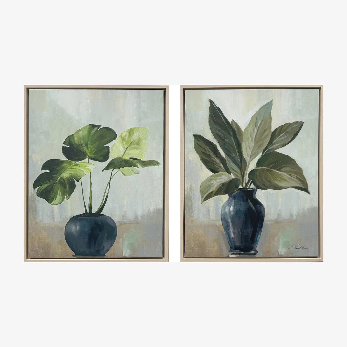 Still Life Plants Framed Canvas - Green