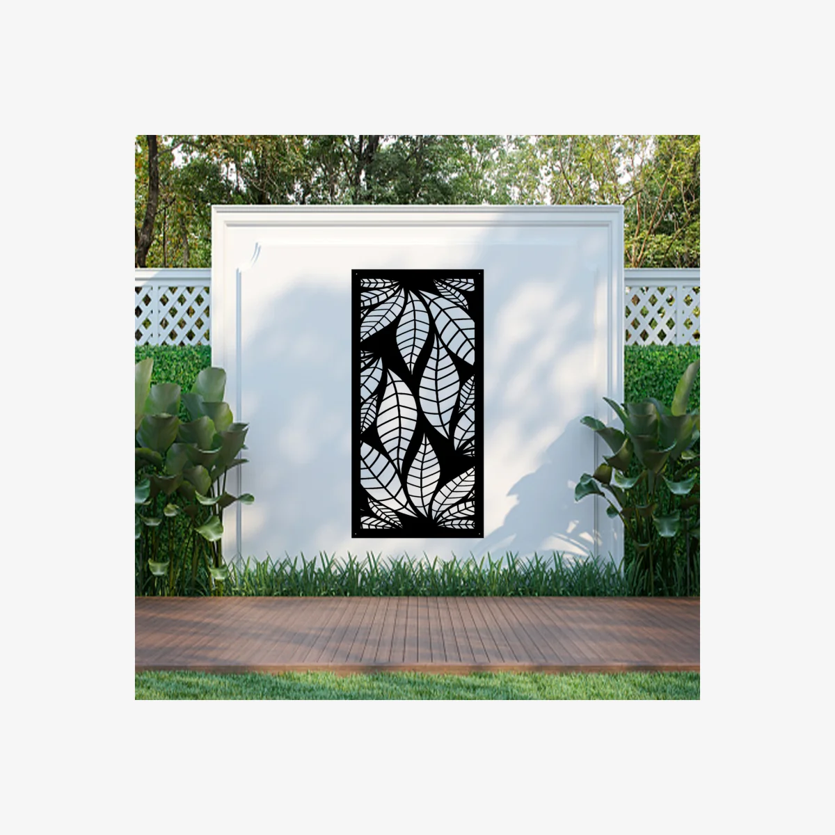 Evening Leaf Screen Metal Wall Art - Black