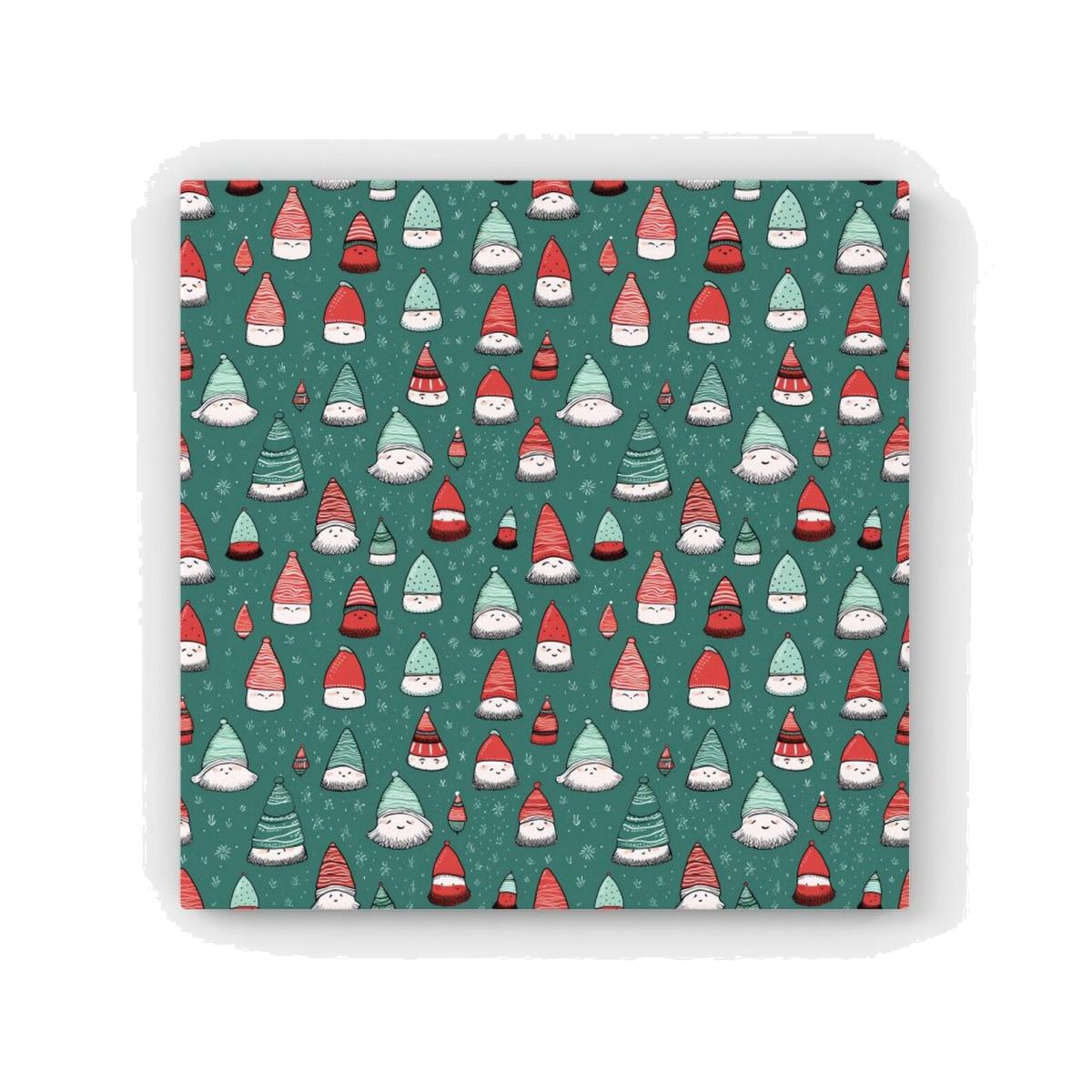 Hand Drawn Joyful Santa Hats Canvas Print - Green / 25.4cm