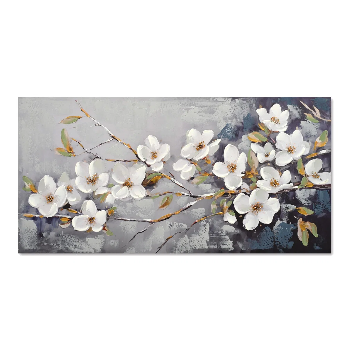 Embellished Dusky Blue Flower Canvas - Dusky Blue