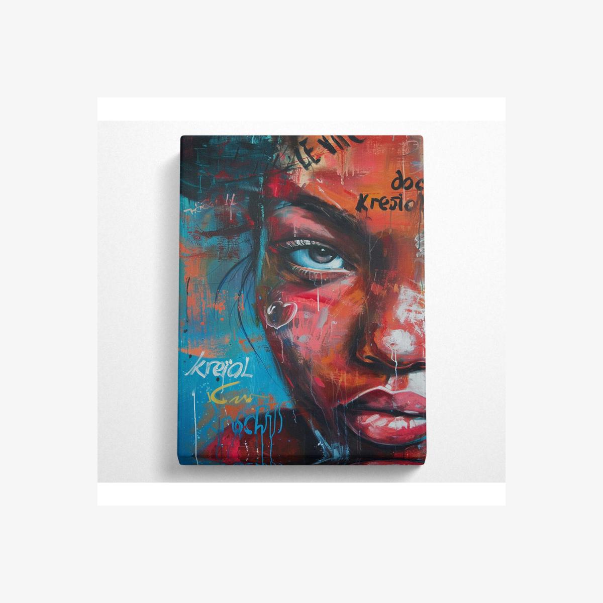 Close Up Face Urban Canvas Print - Black / 101.6cm