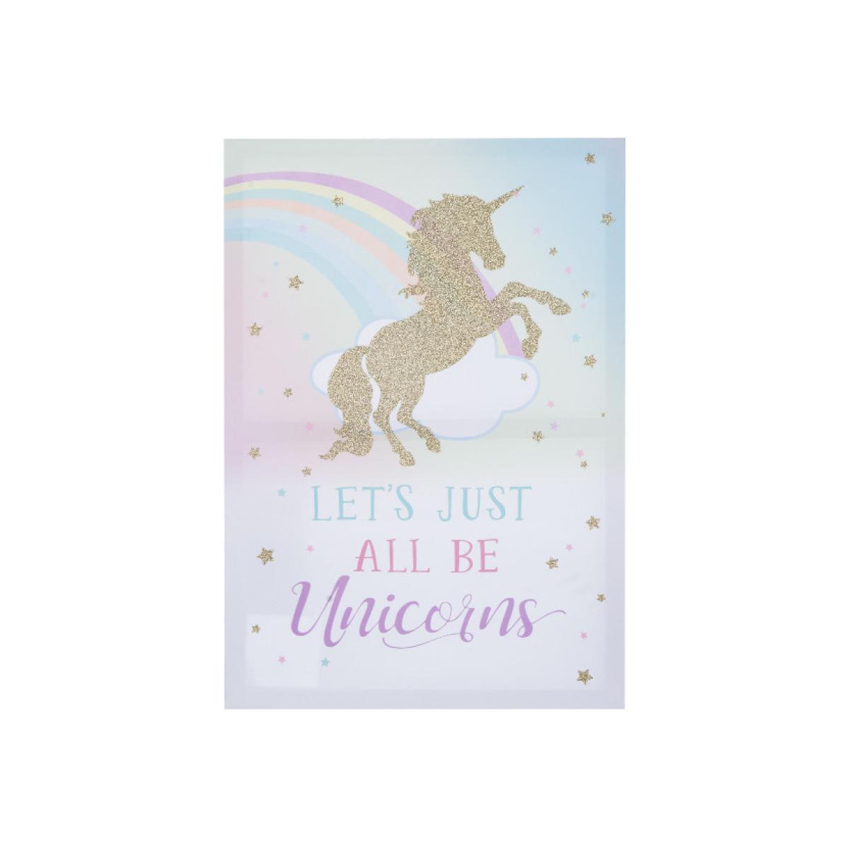 Glitter Unicorn and Rainbow Wall Art