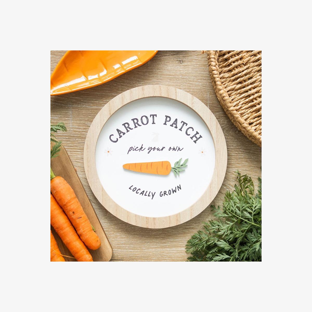 Carrot Patch Round 3D Wall Plaque - 20cm